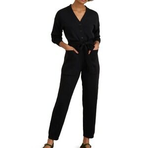 Alex Mill Sweater Jumpsuit Black Wool Cotton‎ Belted Long Sleeve Womens Small
